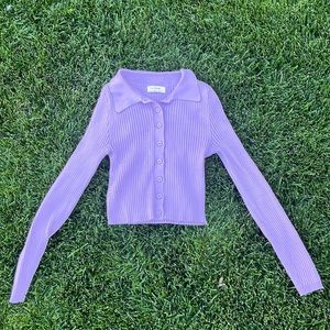 Love Always Long Sleeve Light Purple Knit Button Down